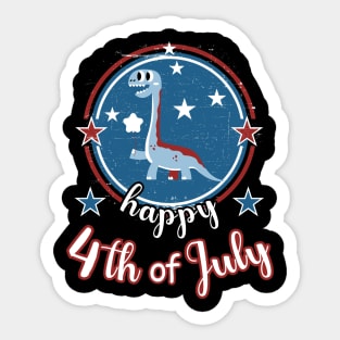 Retro Happy 4th Of July Patriot Dinosaur Sticker